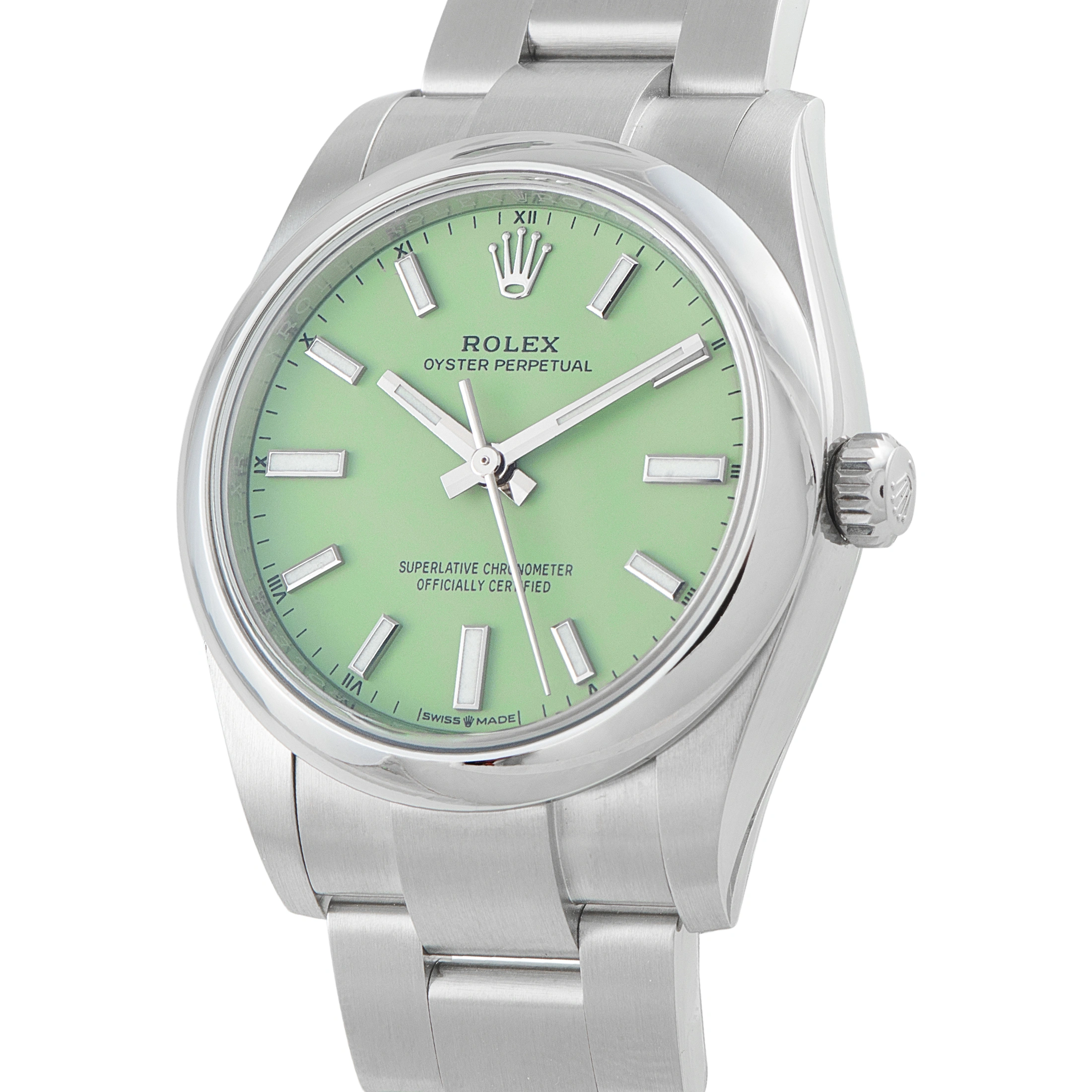 RolexOyster Perpetual 34 Pistachio Dial Steel Watch 124200
