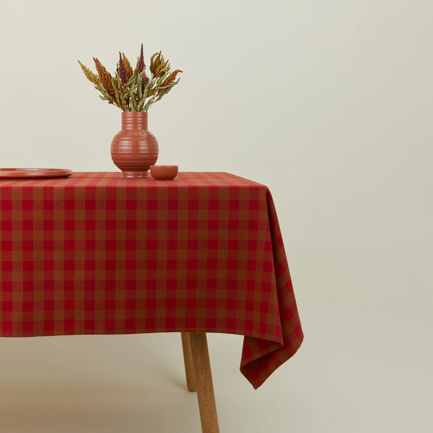 Essential Gingham Tablecloth - Red/Terracotta