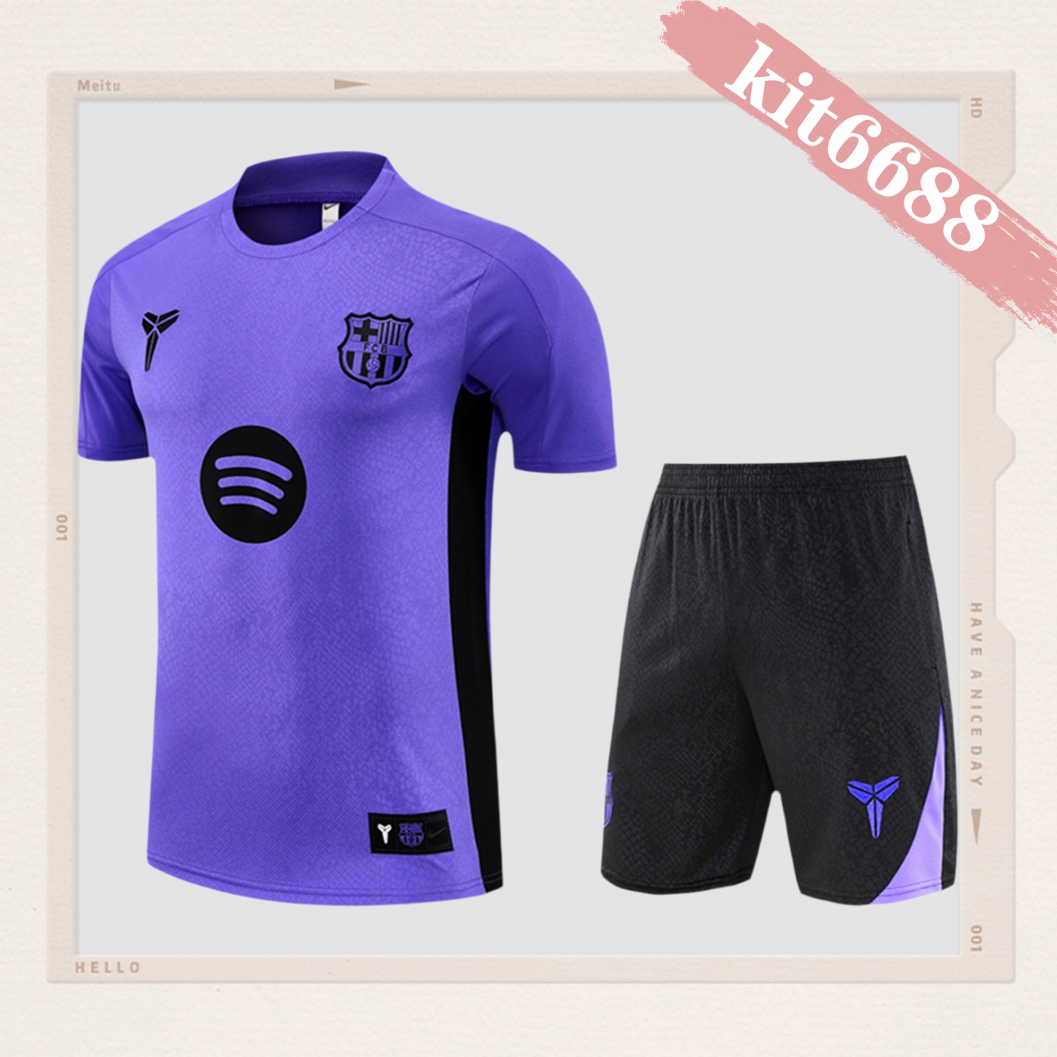 2025/2026 Barcelona Kids Short Sleeve Training Clothes (Kids Kit)