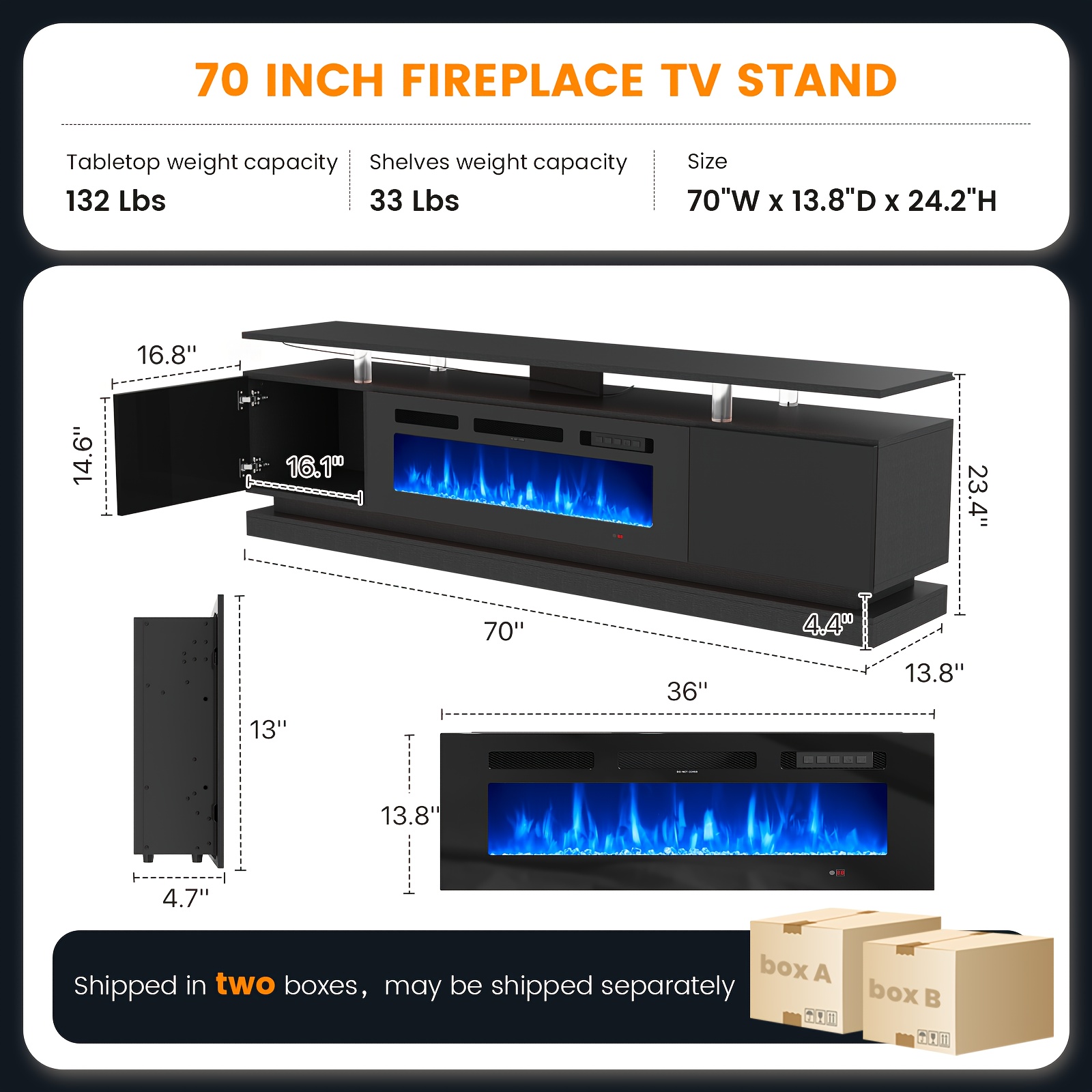 Fireplace TV Stand, 36