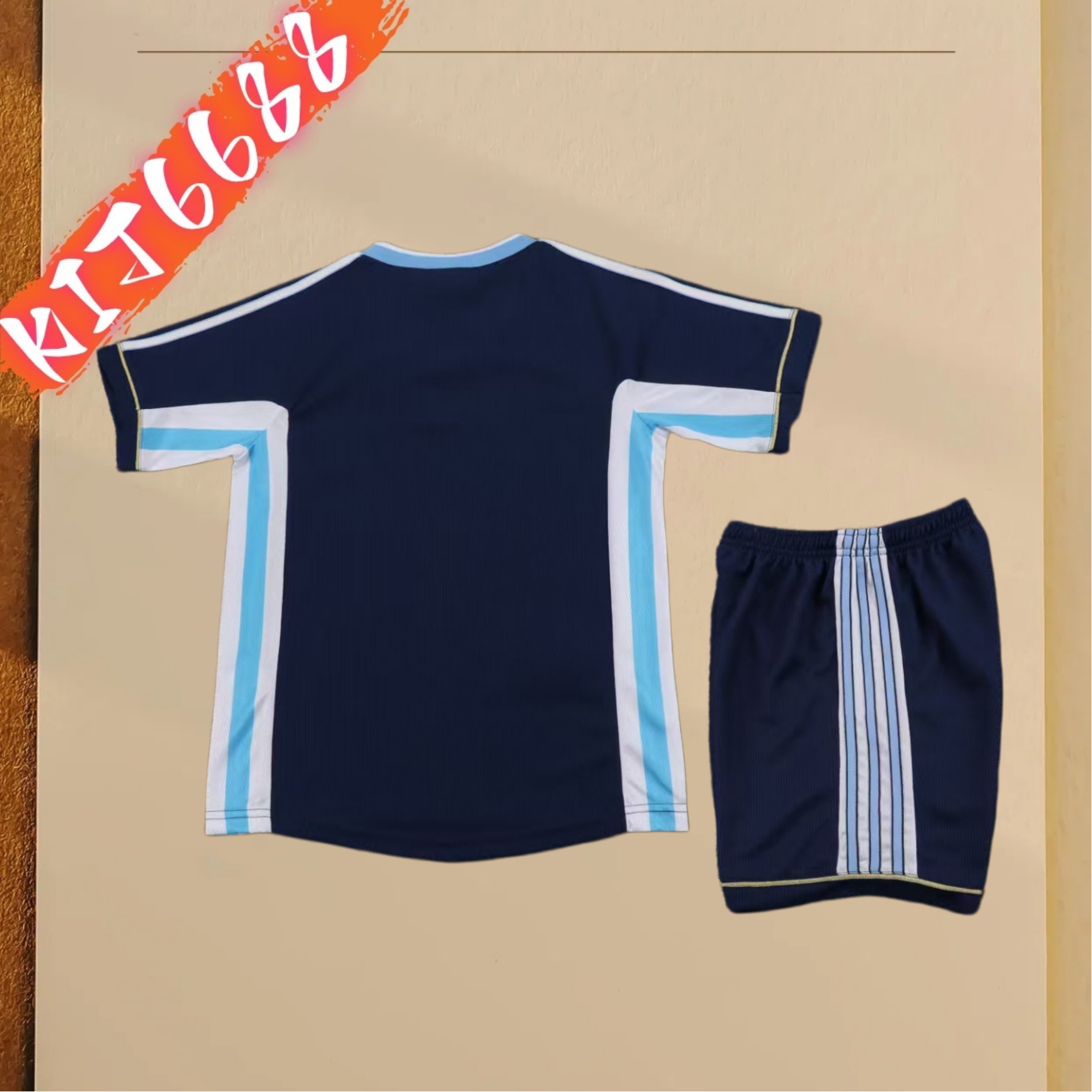 1998 Argentina Away Retro  Football Shirt ( Kids Kit )