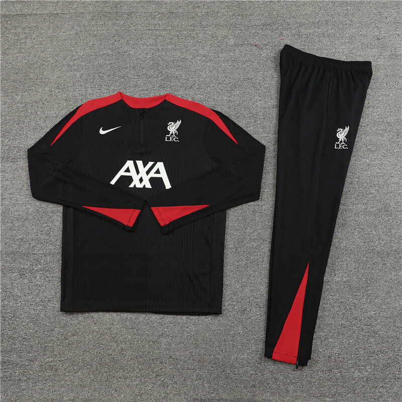2425 Liverpool black Half Zip Training Kit (Adult Kids Kit)