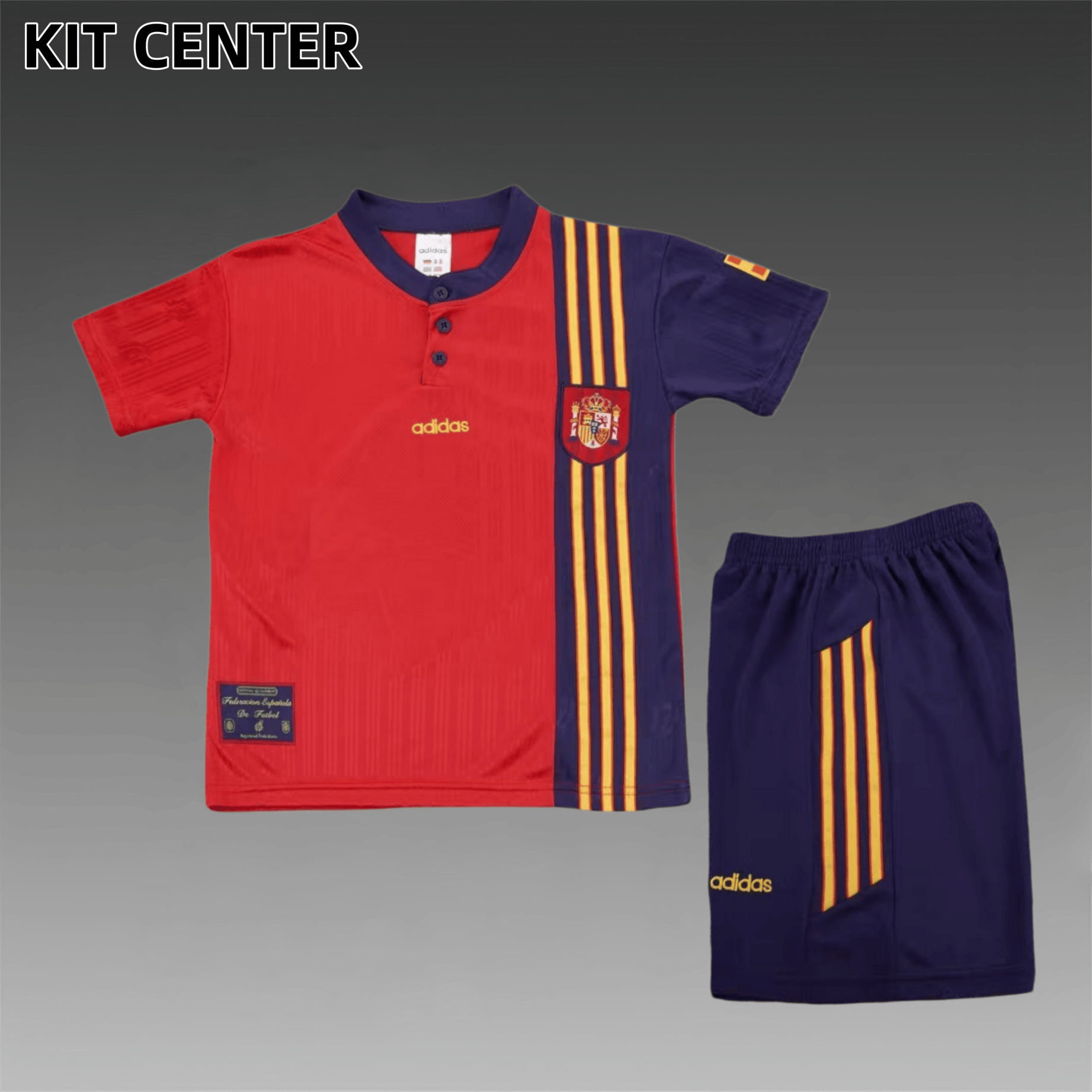 1996 Spain home Retro Football Shirt  Kids Kit