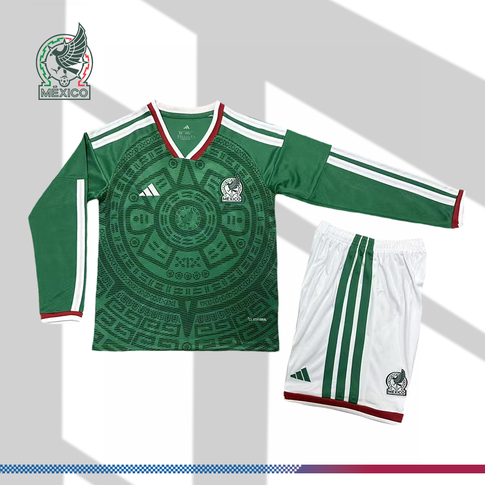 2026 Mexico Home Long-sleeved Football Shirt （Kids Kit socks）