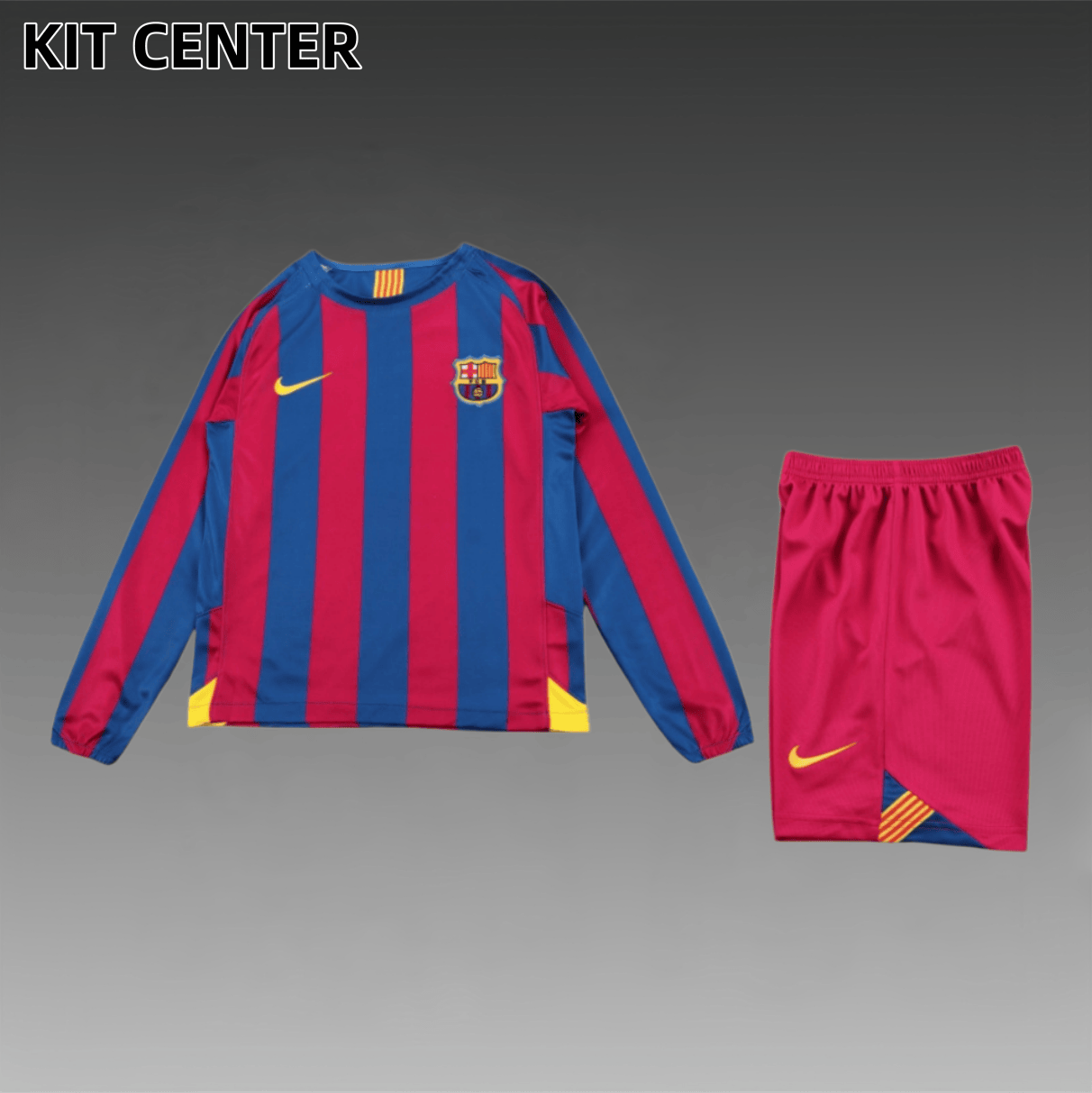 2005/2006 Barcelona home Retro long sleeves Kids Kit(Kids Kit)