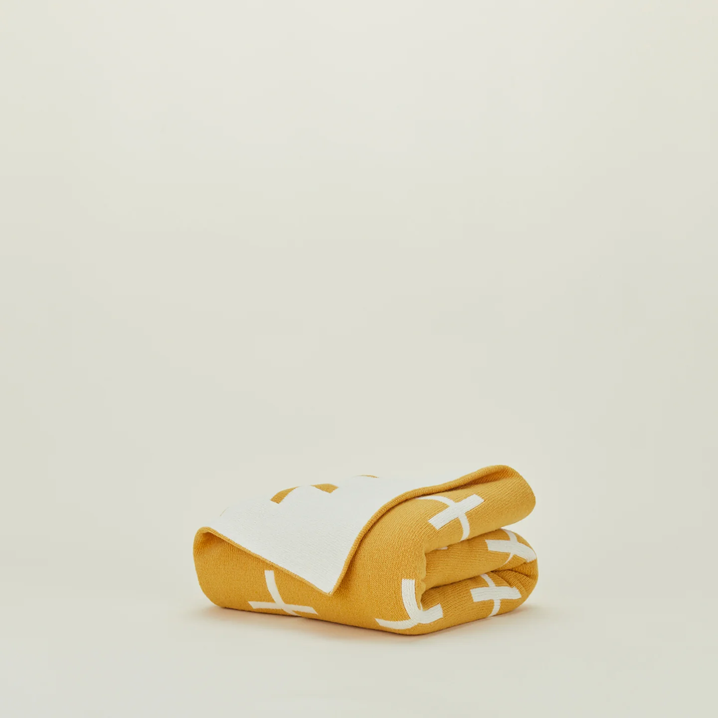 Cross Knit Throw - Mustard