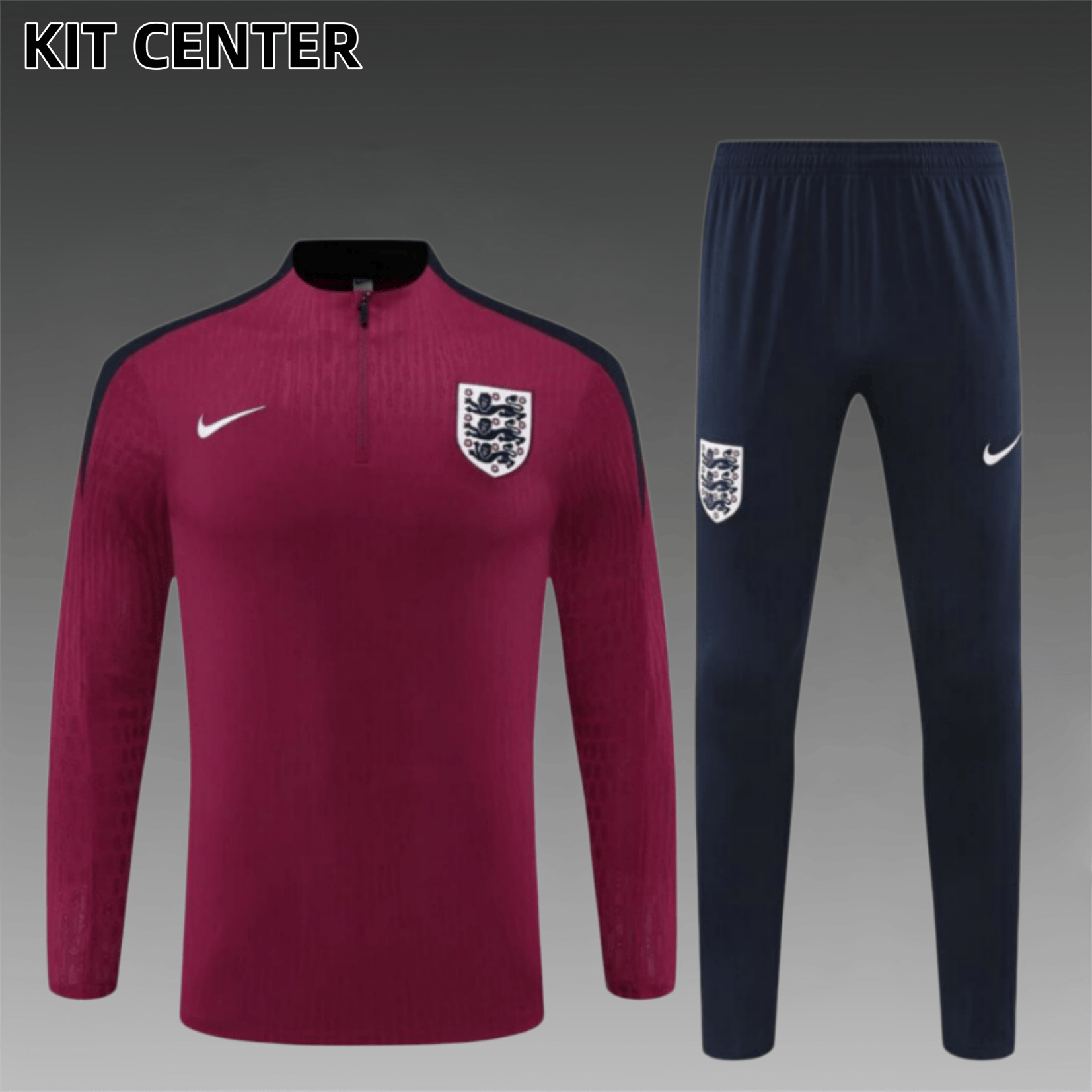 2025/2026 England burgundy Half Zip Training Kit - (Adult Kids Kit)