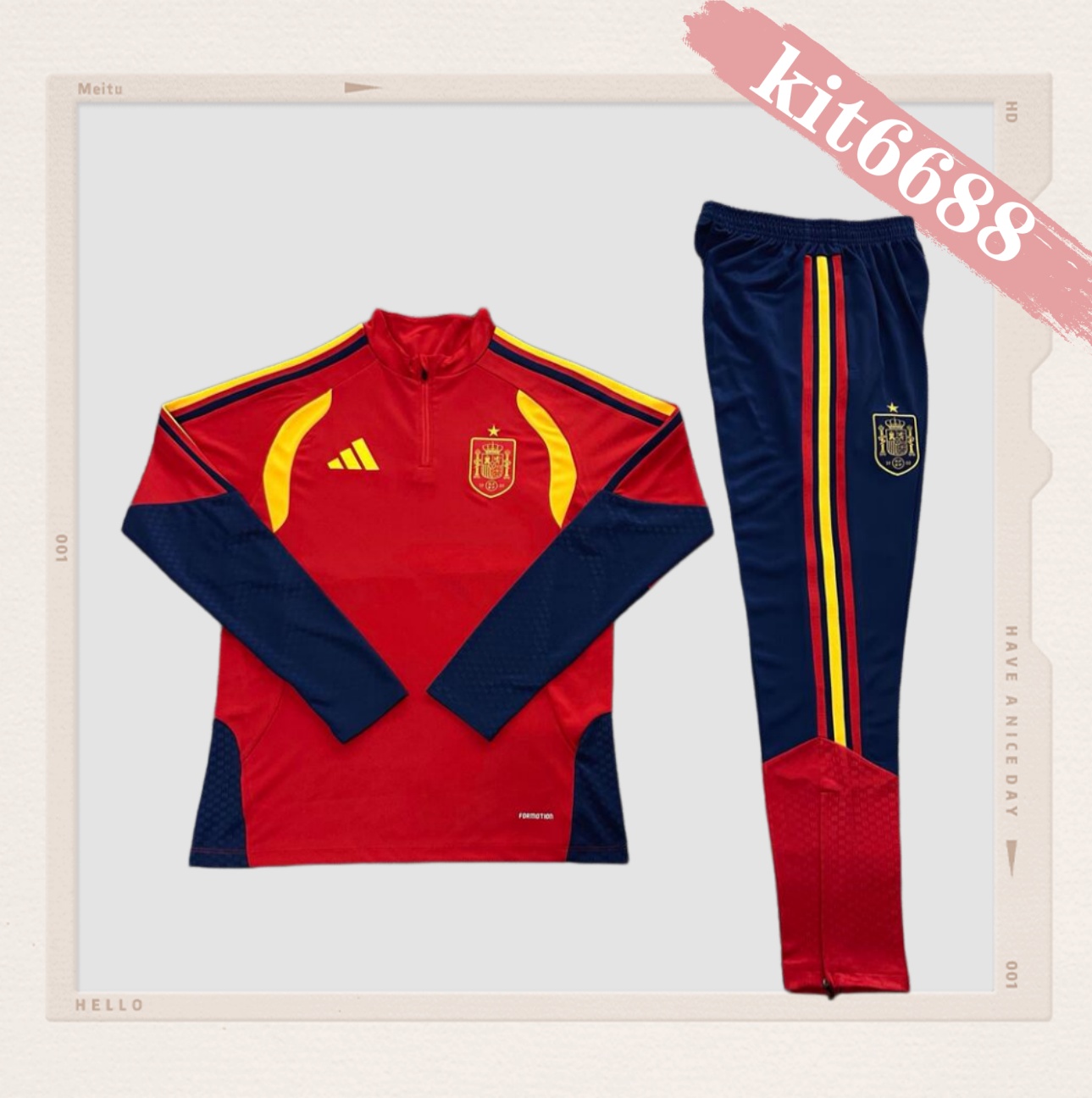26/27 Spain red Half Zip Training Kit (Adult Kids Kit)
