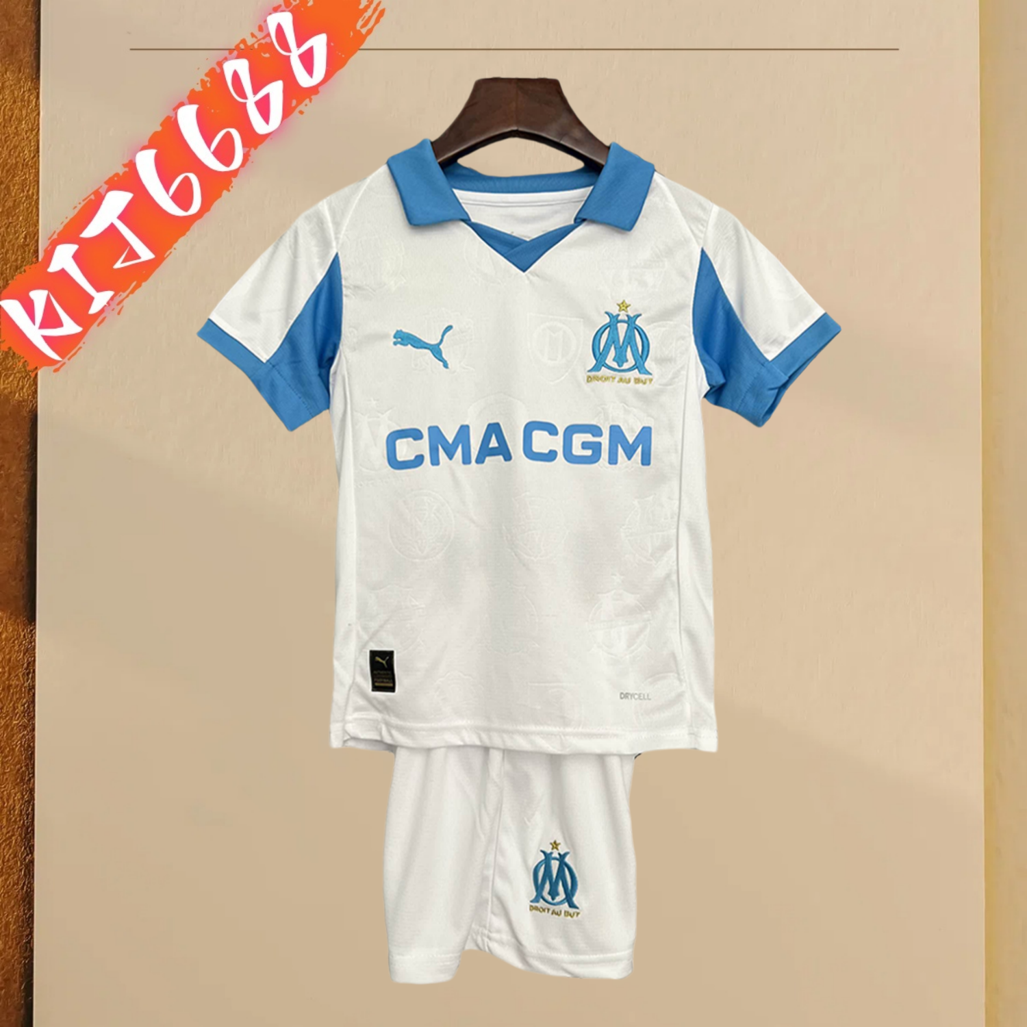 2025/2026 Marseille Home Football Shirt（Kids Kit socks ）