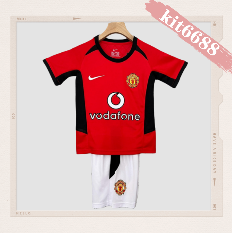 02/04 Manchester United home ground Retro Football Soccer Kids Kit