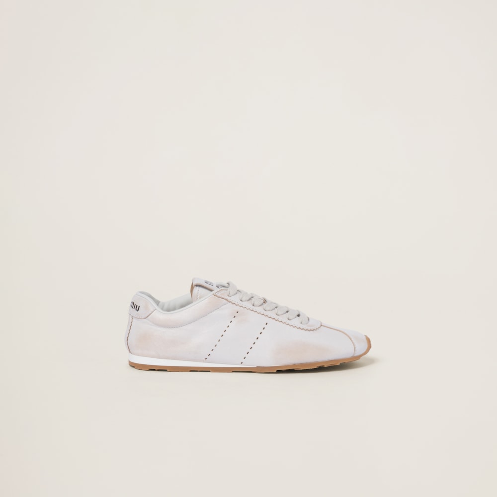 Plume bleached nappa leather sneakers