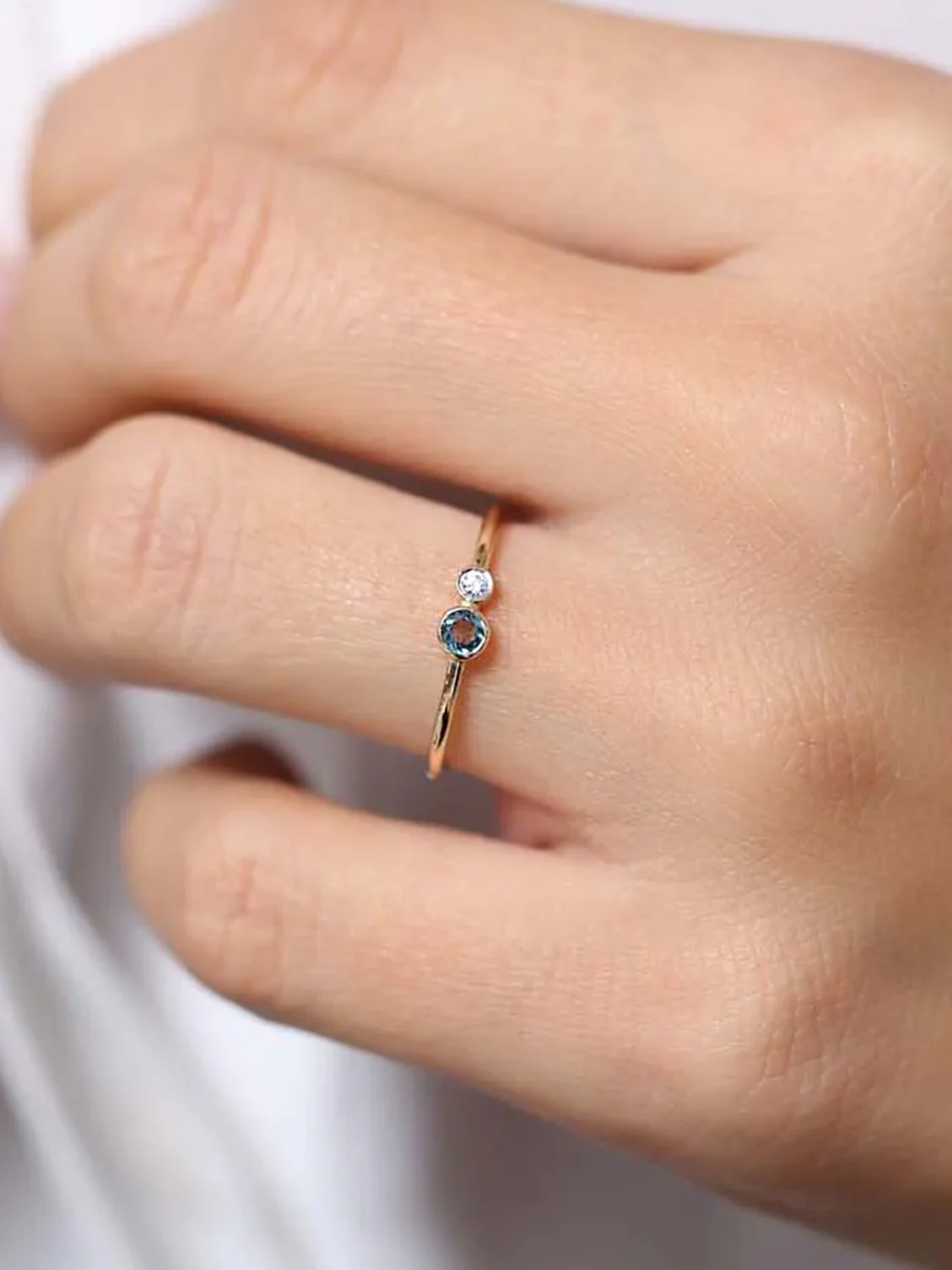 Two Stone Sapphire and Topaz Ring