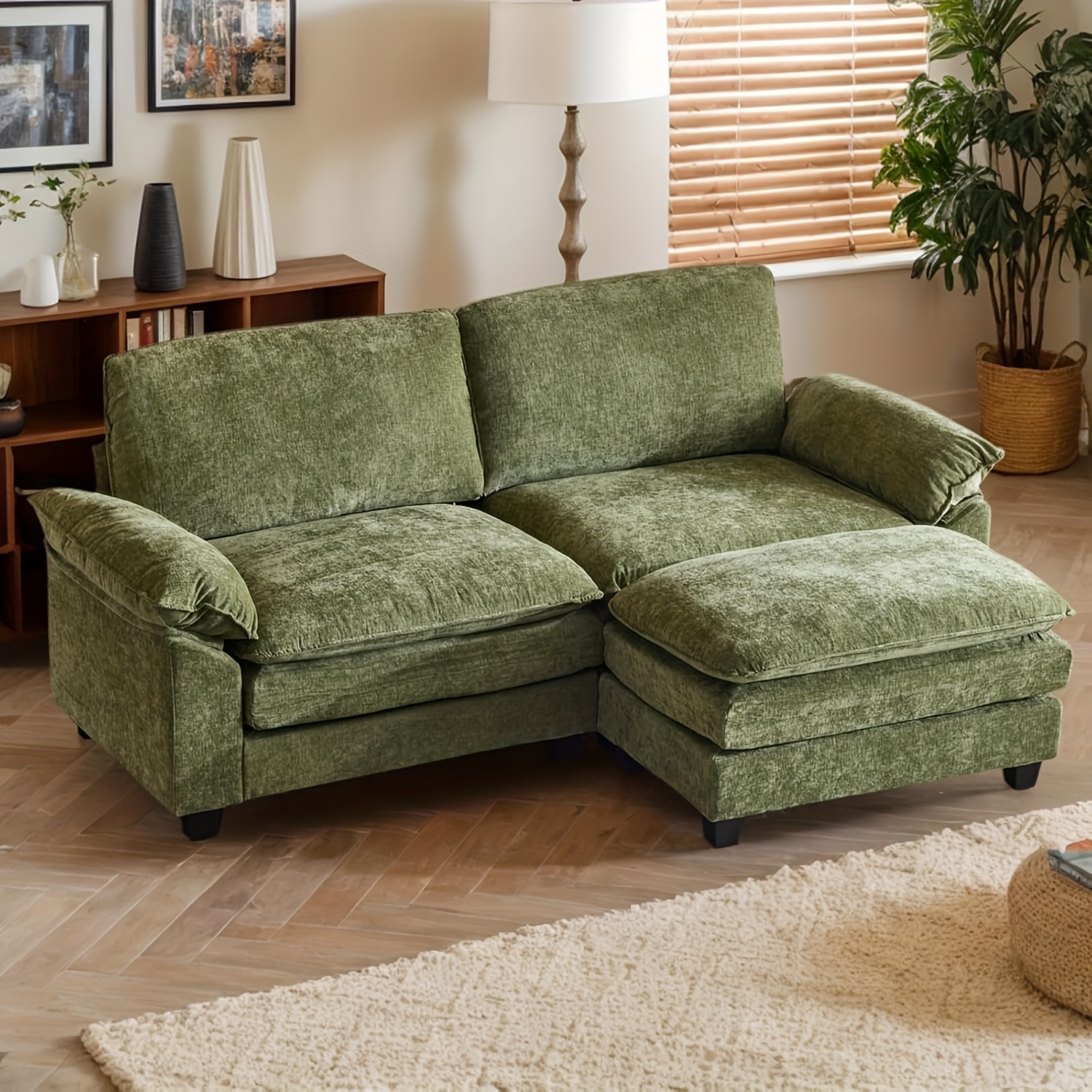 Double-layer modular sofa in chenille teddy velvet