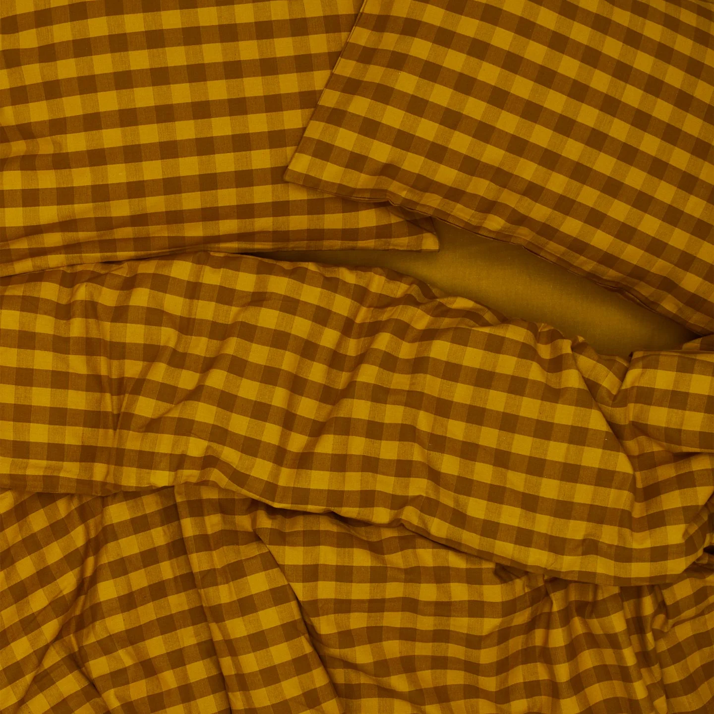 Essential Gingham Duvet - Mustard/Bronze