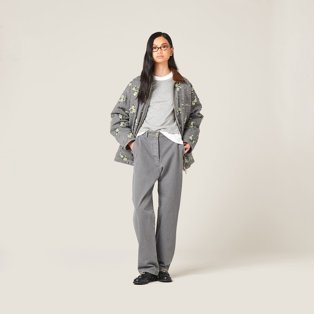 Garment-dyed gabardine pants