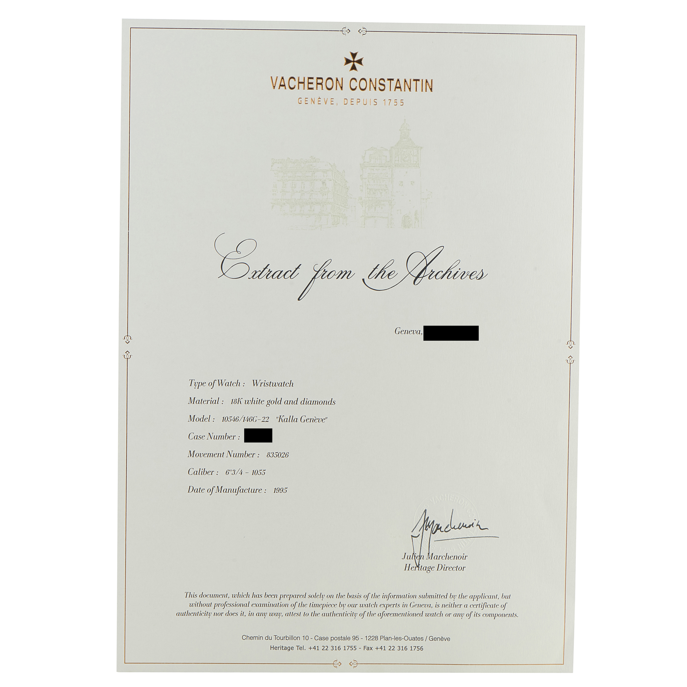 Vacheron ConstantinKalla Geneva Diamond and White Gold Watch Set 10546/146G-22 & 33546/146G-22 10546/146G-22 & 33546/146G-22