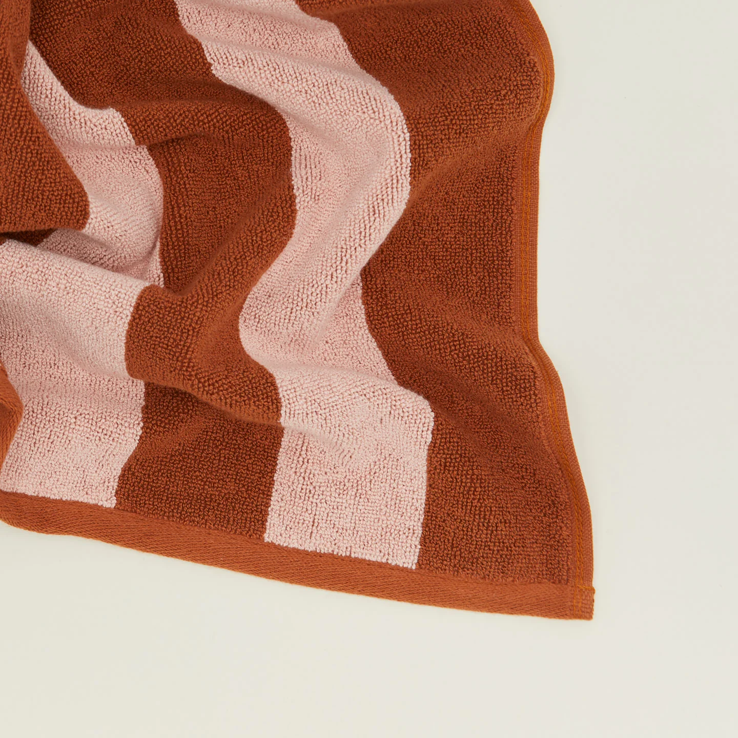 Simple Striped Terry Bath Mat - Blush/Terracotta