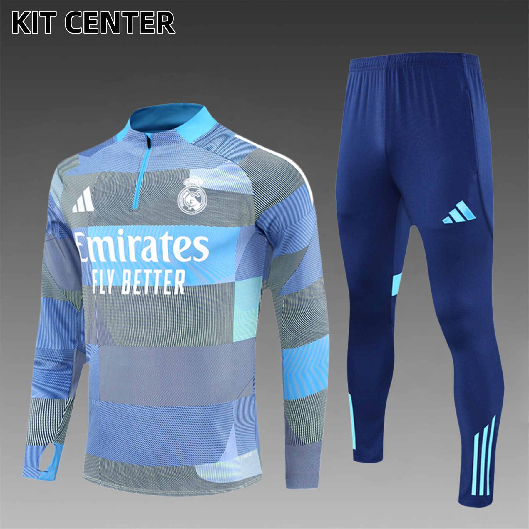 2025/2026 Real Madrid Light Blue Adult Half Zip Training Kit (Adult Kit)