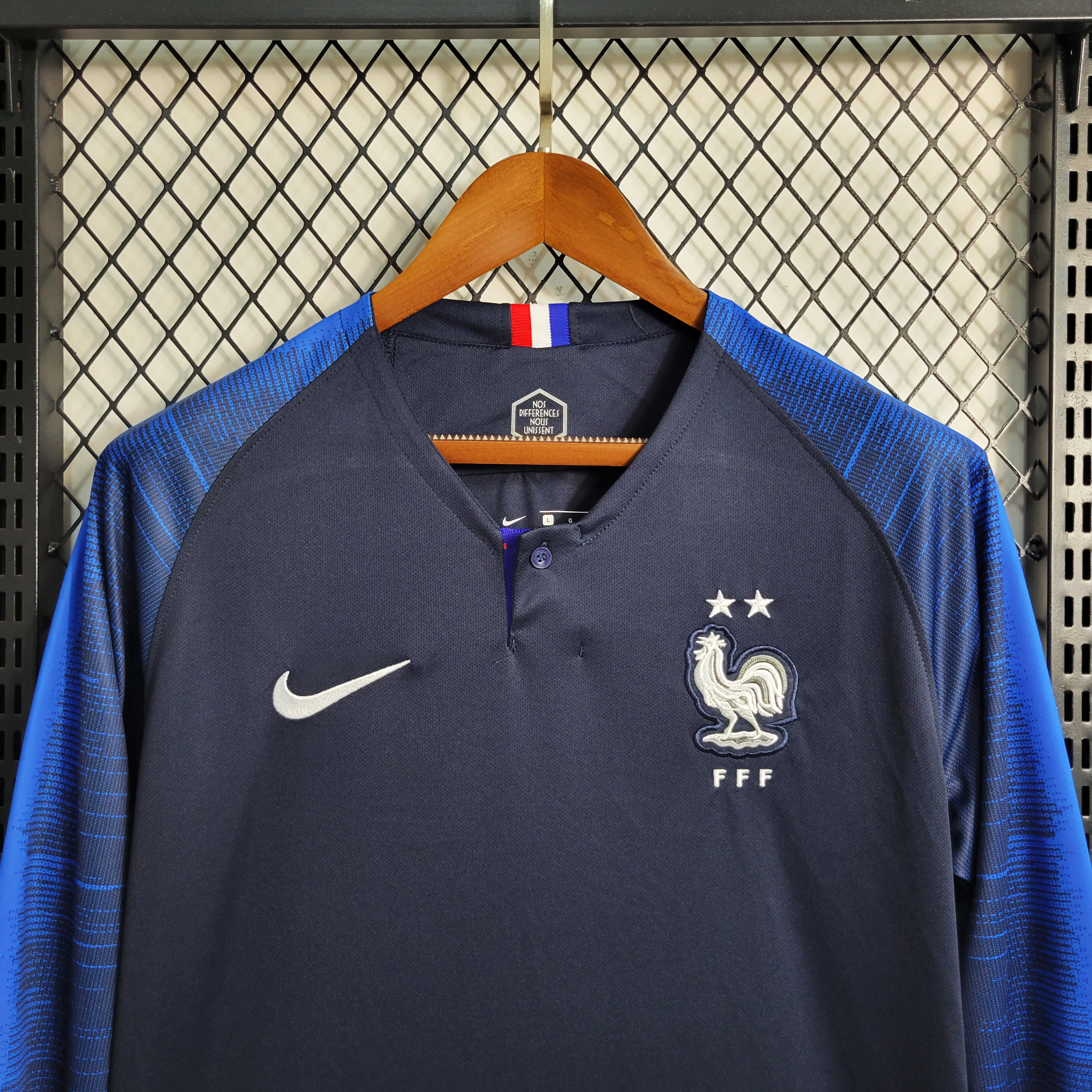 2018 France home  Retro Long  Football Shirt