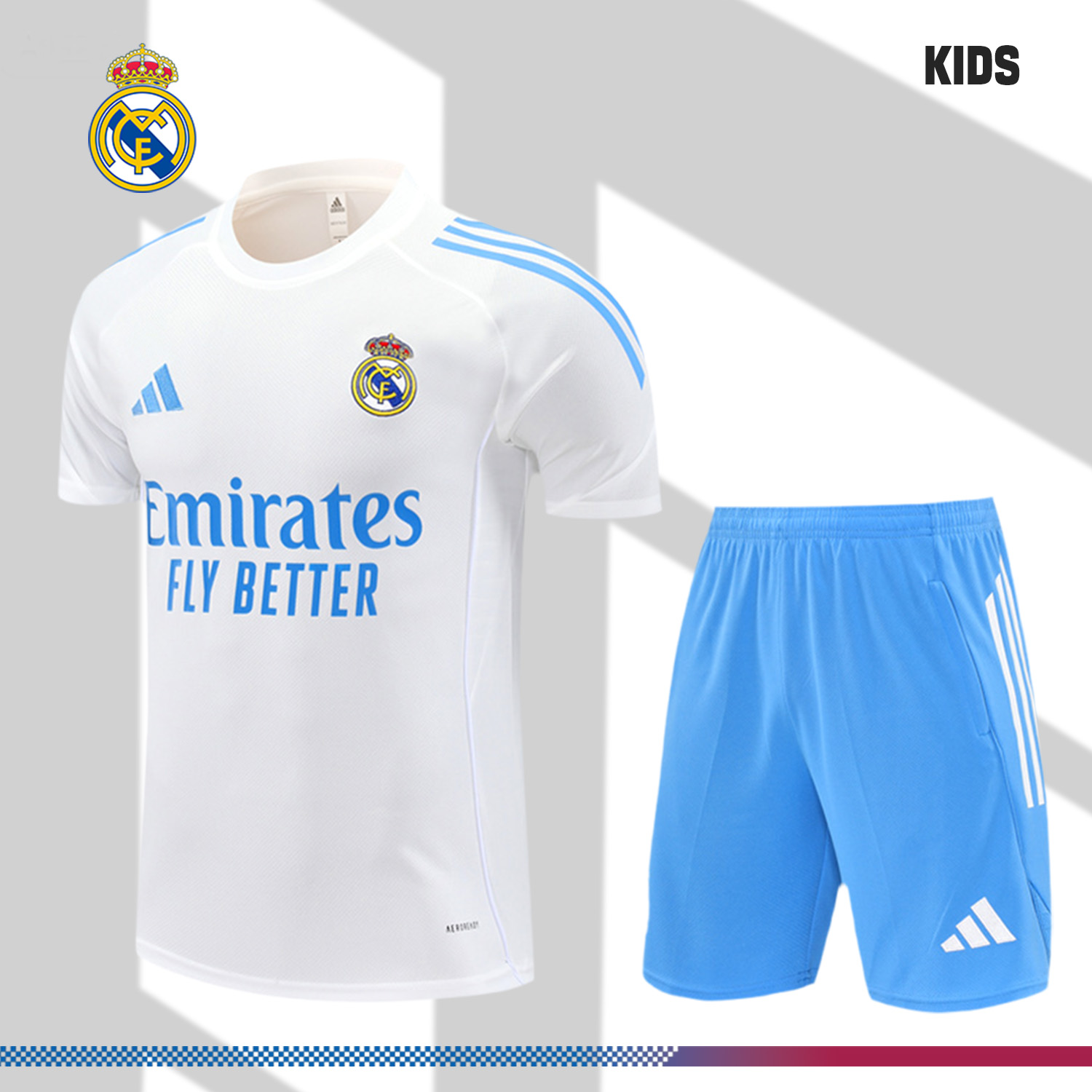 2025/2026 Real Madrid Short Sleeve Training Jersey for Kids (Adult Kids Kit)