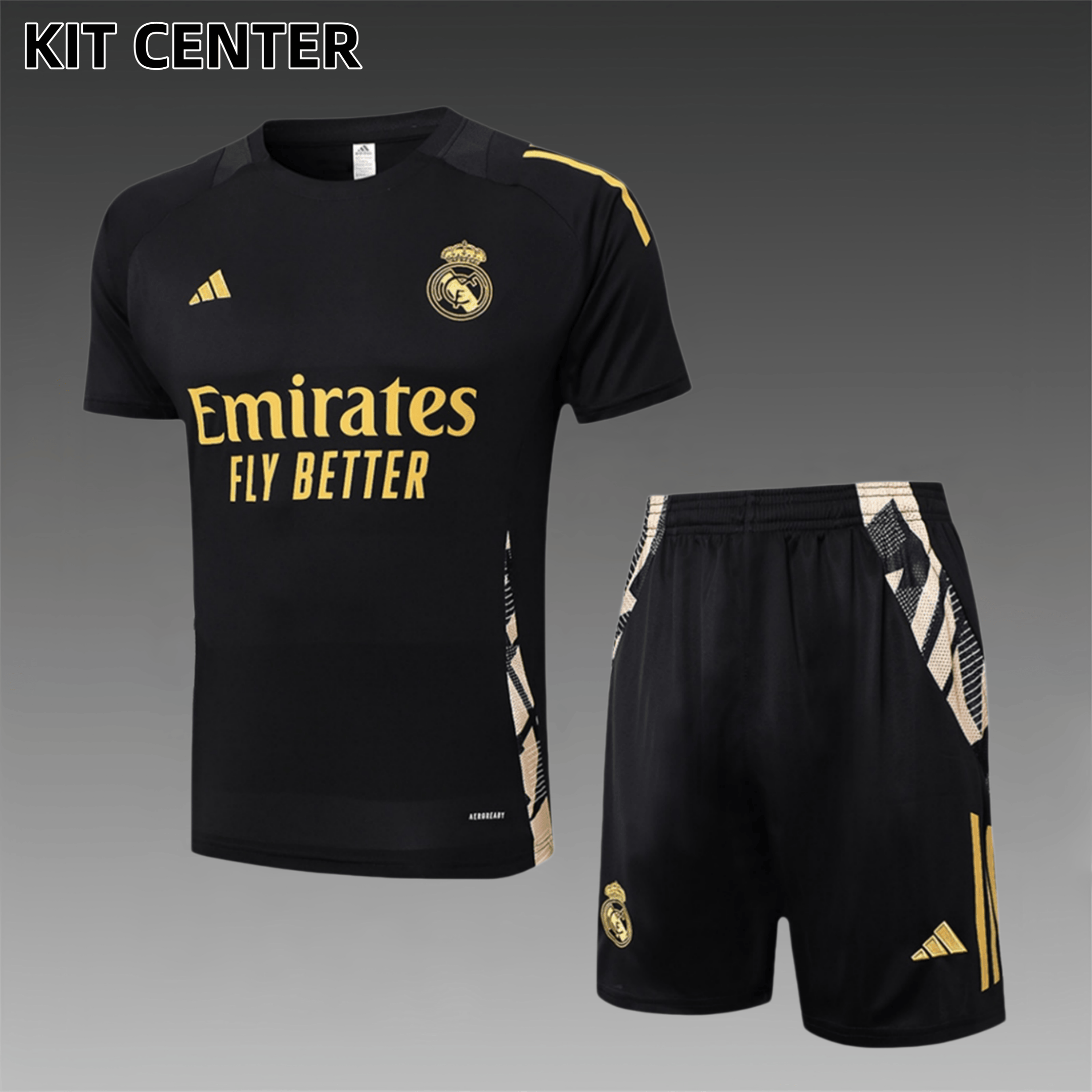 2024/2025 Real Madrid Black Adult Short Sleeve Training Suit (Adult Kit)