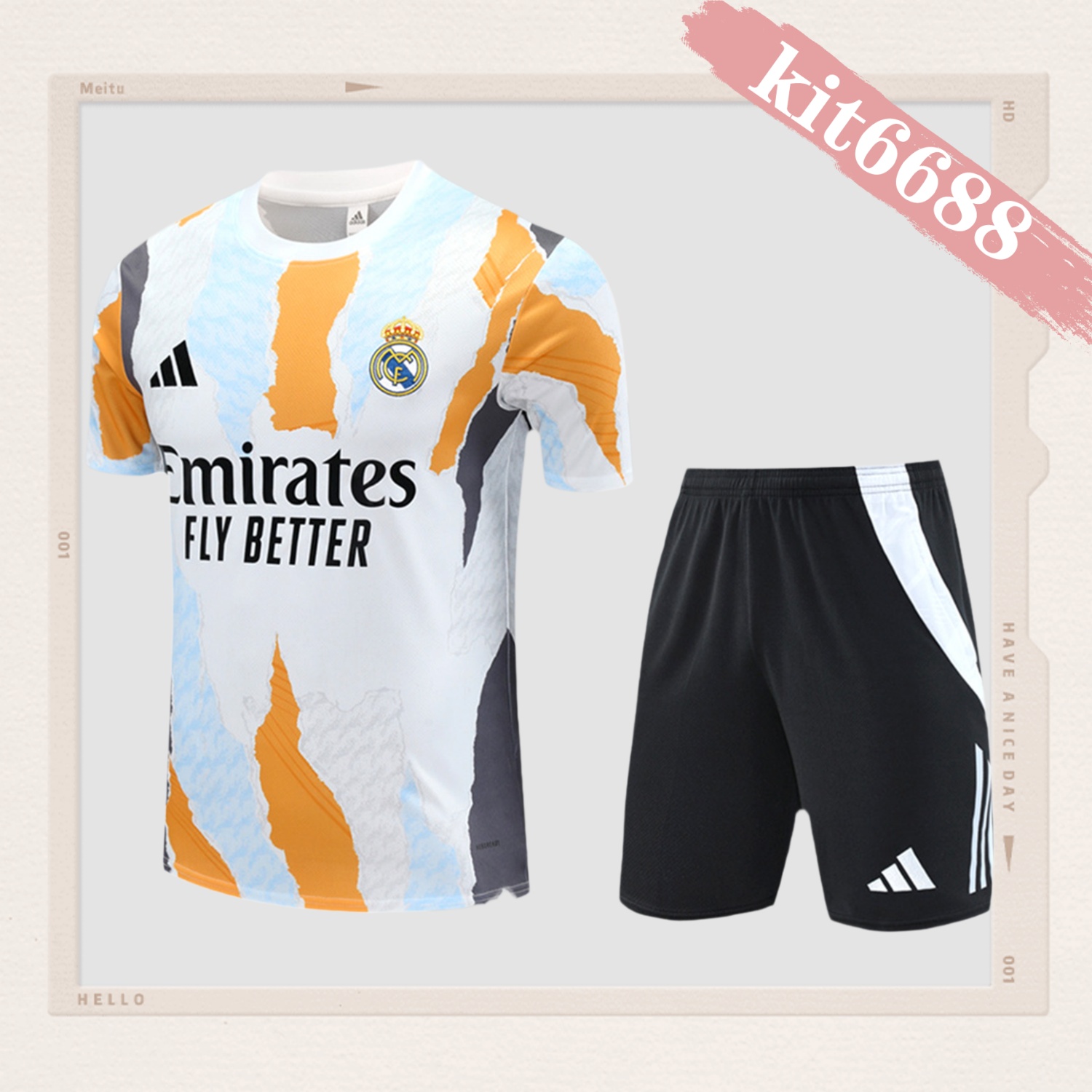 2024/2025 Real Madrid Yellow Short Sleeve Training Jersey for Kids (Kids Kit)