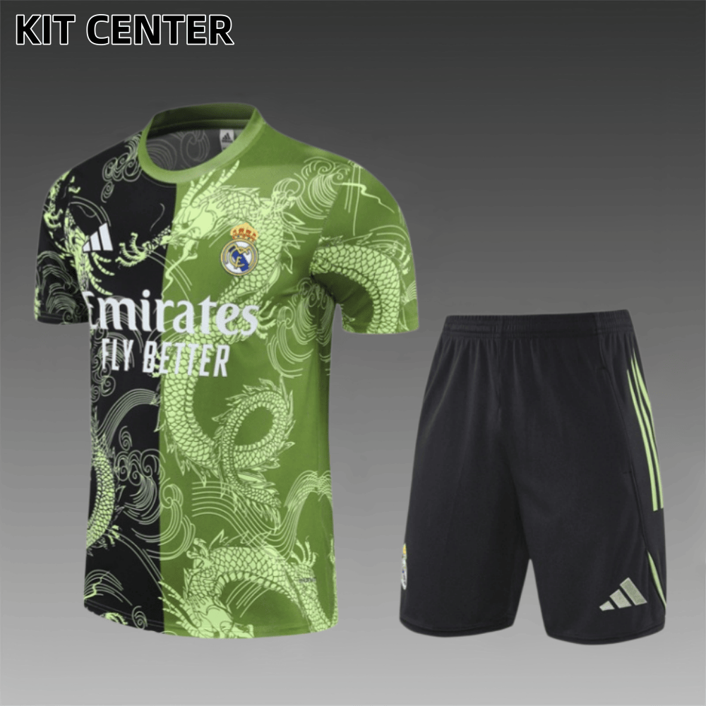 25/26 Real Madrid black-green Short Sleeve Training Wear ( Adult kit Kids )