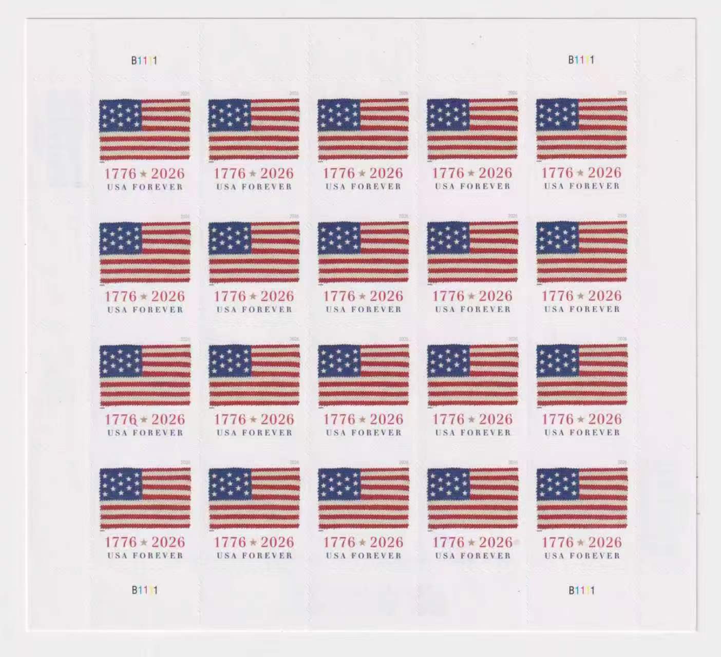 U.S. Flag 2026 Stamps, Sheet of 20