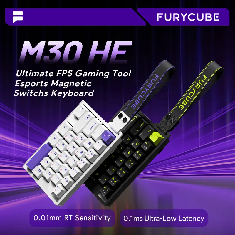 FURYCUBE M30 HE Wired Magnetic Switch Gaming Keyboard, 30% Layout Rapid Trigger Keyboard, 0.1ms Low Latency, 8000Hz Polling Rate RGB Backlit Keypad for FPS E-Sports PC Gaming