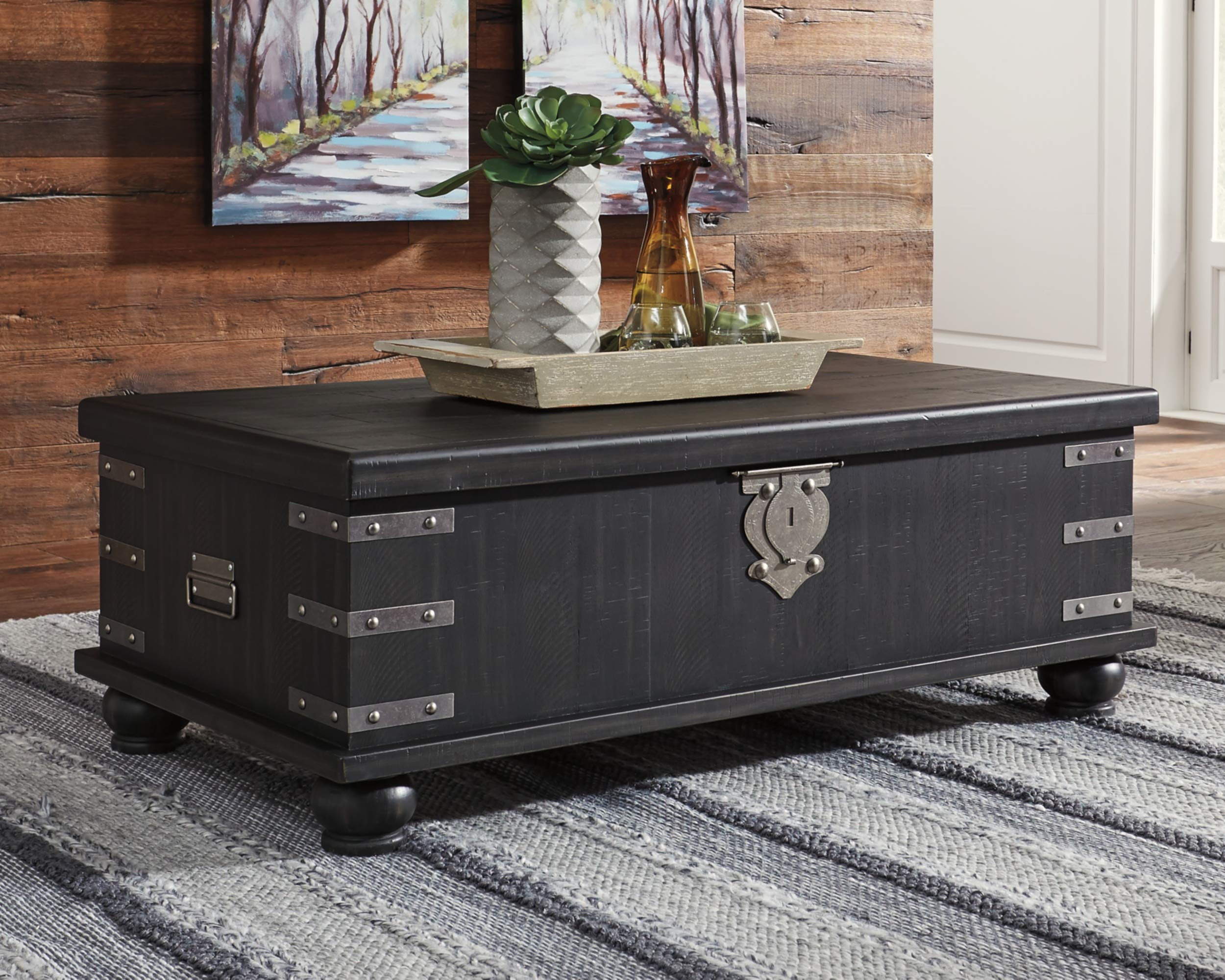 Delmar Modern Farmhouse Lift Top Coffee Tables, Black