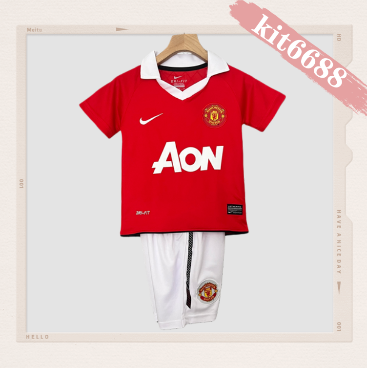 10/11 Manchester United home ground Retro Football Soccer Kids Kit