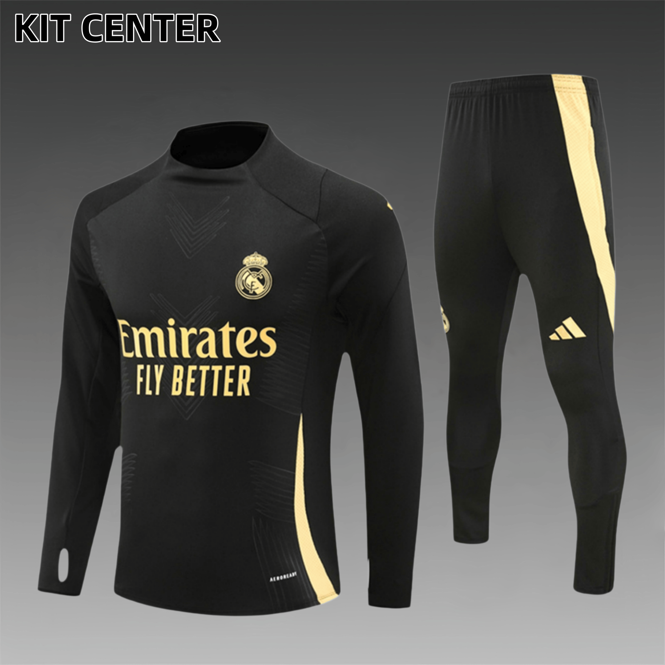 2024/2025 Real Madrid Black Gold Adult Half Zip Training Kit (Adult Kit)