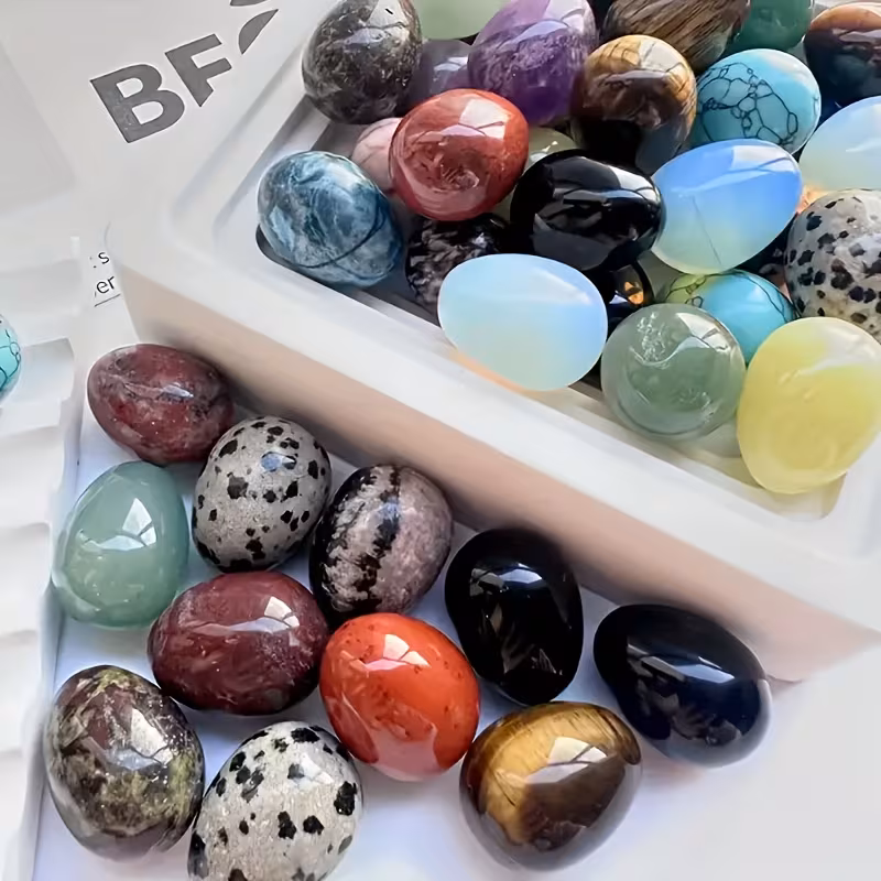 🌈 10Pcs Easter Egg Stones | Crystal Polished Gemstone Eggs | DIY Home Decor Accents | Unique Birthday & Holiday Gifts for Family 🎁✨