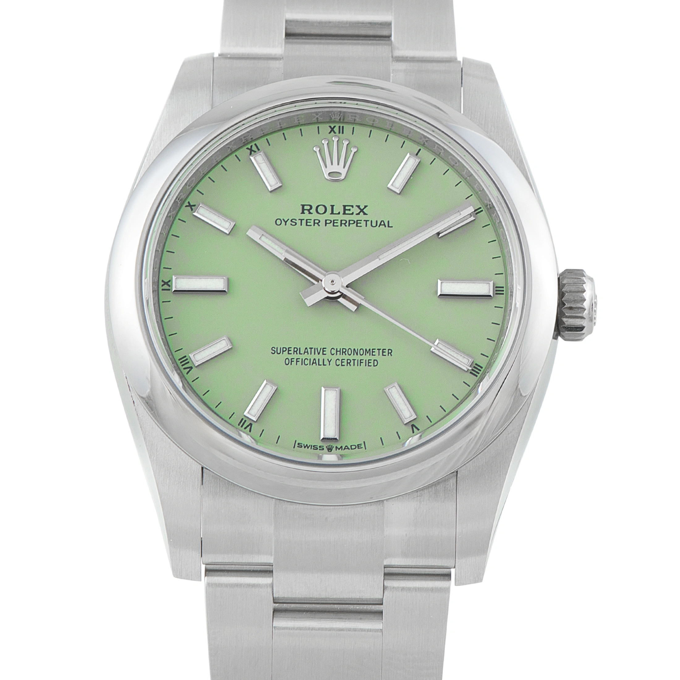 RolexOyster Perpetual 34 Pistachio Dial Steel Watch 124200