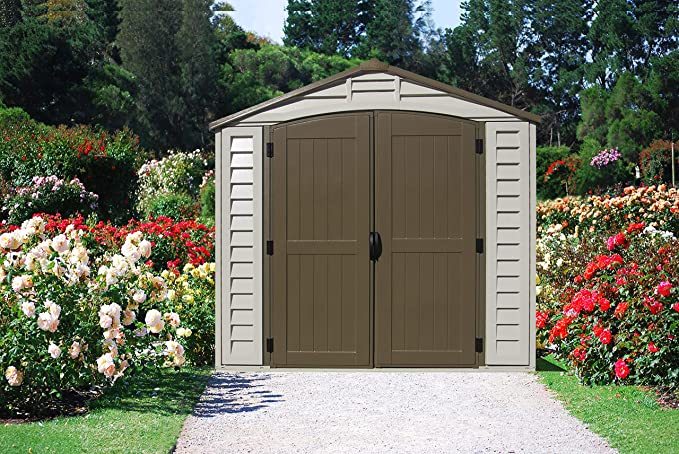 8' x 8' Plastic Garden Storage Shed Adobe & Brown Fire Retardant & All-Weather