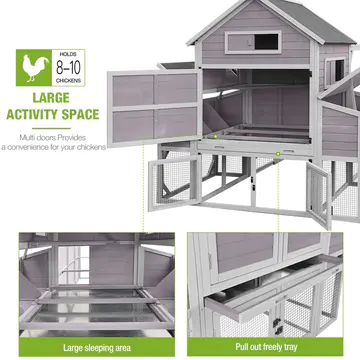 Anyi Chicken Coop with Chicken Run For Up To 10 Chickens