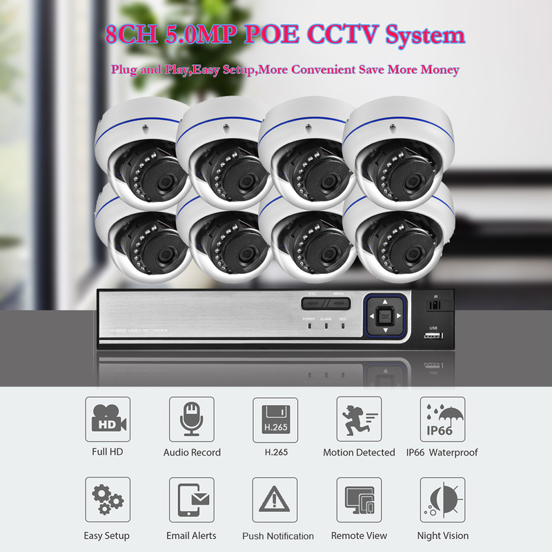 Gadinan 8CH Outdoor Waterproof Network Video Surveillance NVR Motion Detection Home 8MP Monitoring Kit Metal IP Security Camera