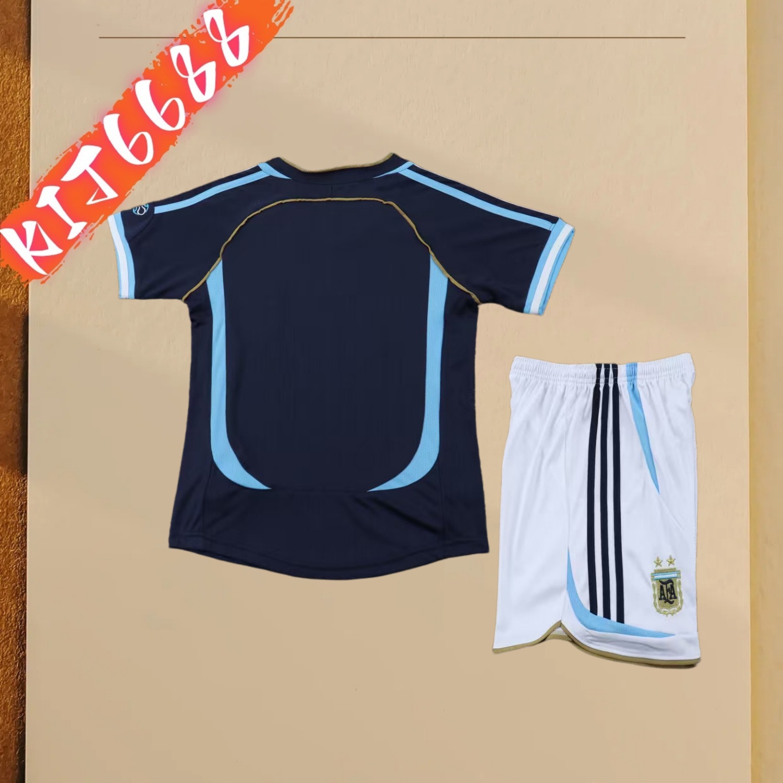 2006 Argentina Away Retro  Football Shirt ( Kids Kit )
