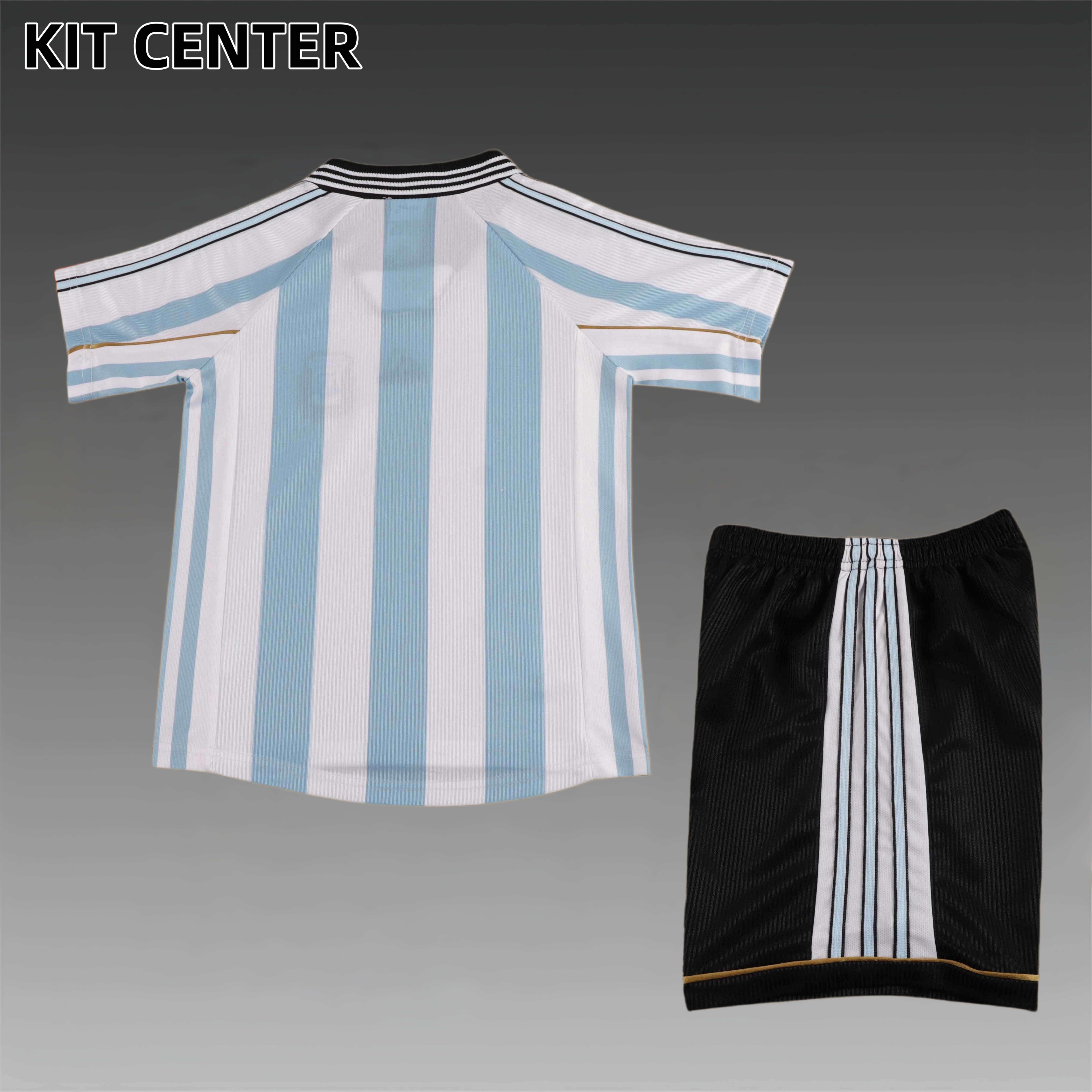 1998 Argentina Home Retro  Football Shirt ( Kids Kit )