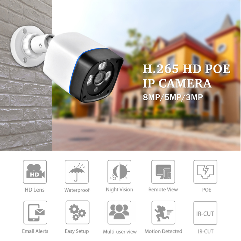 H.265AI POE IP Camera 4K 8MP 5MP 4MP 3MP Audio Outdoor Waterproof Security Surveillance Bullet CCTV Face Detection Camera XMEYE