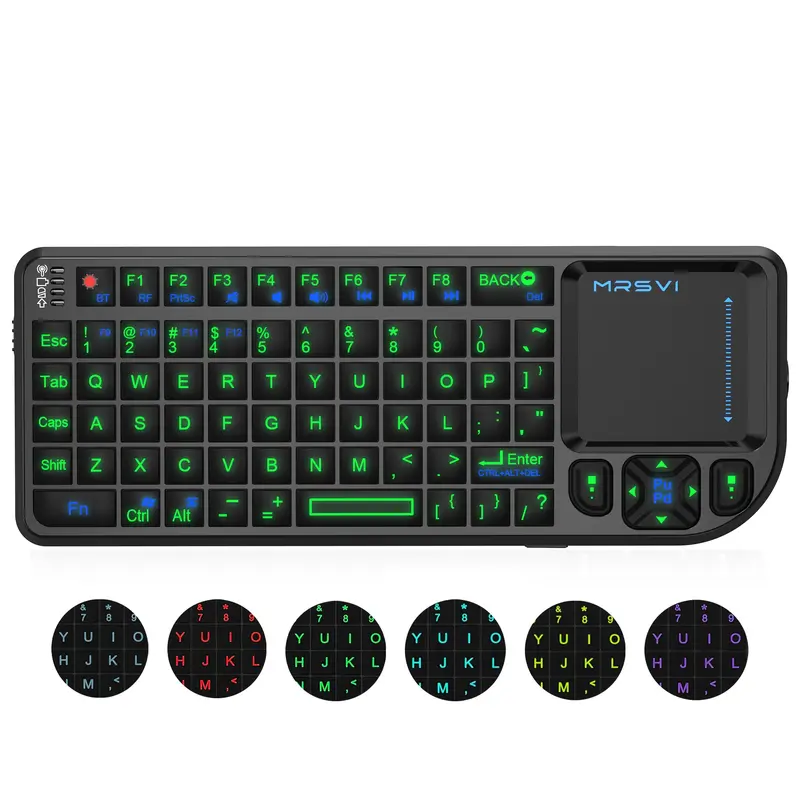 Mini Wireless Bluetooth Keyboard with Touchpad RGB Backlit Rechargeable Portable Remote Keyboard for Smart TV, Windows, Mac, Tablet, Projector Ghana