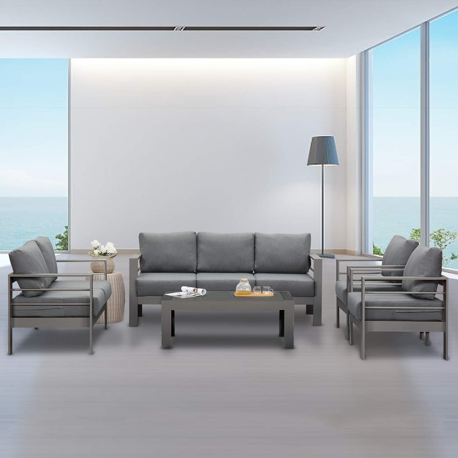 Aluminum Outdoor Patio Furniture Set, Modern Patio Conversation Sets