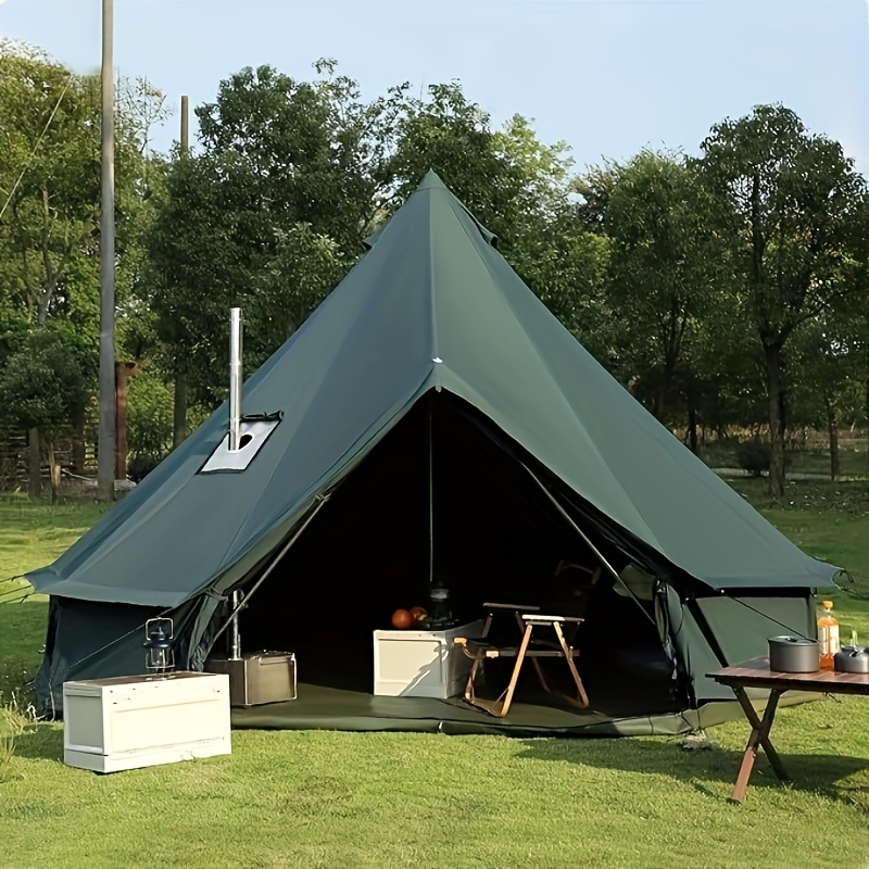 Camping tent, luxury tent, tent with stove opening, canvas tent, outdoor canvas tent, suitable for 4/6/8 person families, all-season camping