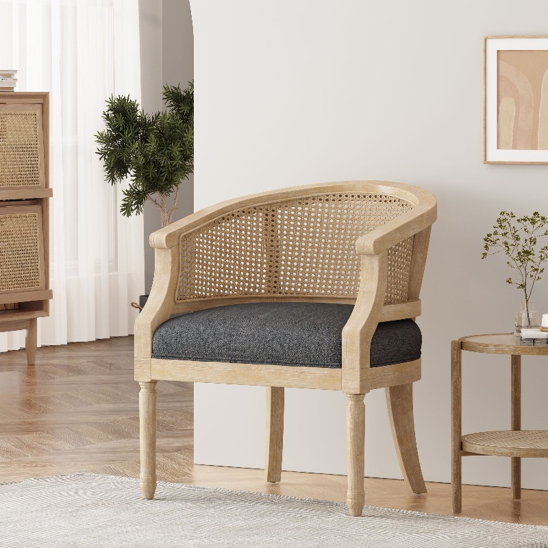 Tasteful chair in rubberwood charcoal color| Not adjustable, can be wiped clean, mixed colors
