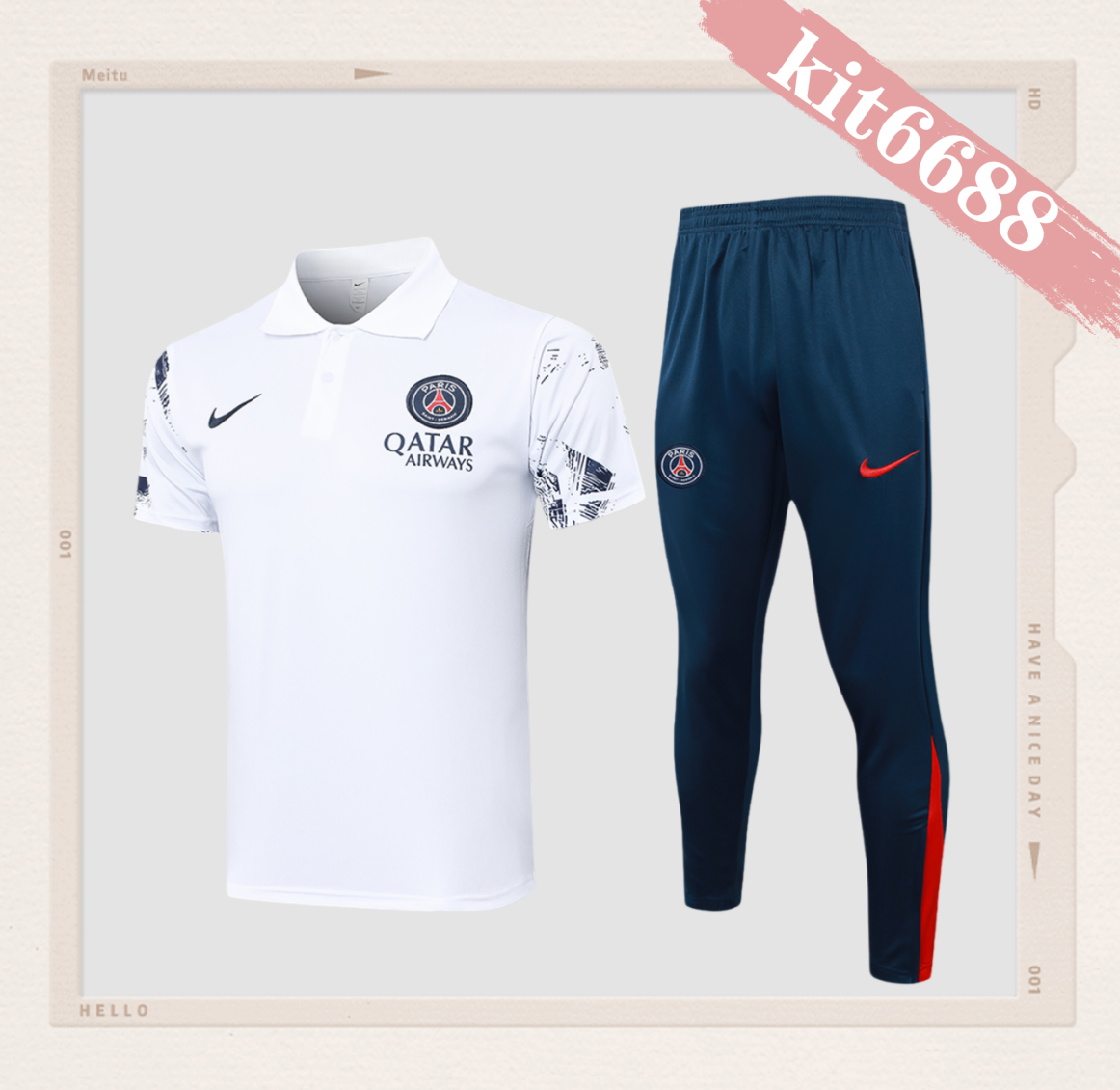 24/25 Paris Saint-Germain White Polo Shirt (Adult Kit)