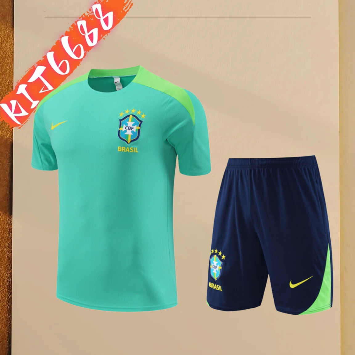 2024/2025 Brazil green Adult & Kids Short Sleeve Training Suit (Adult & Kids  Kit)