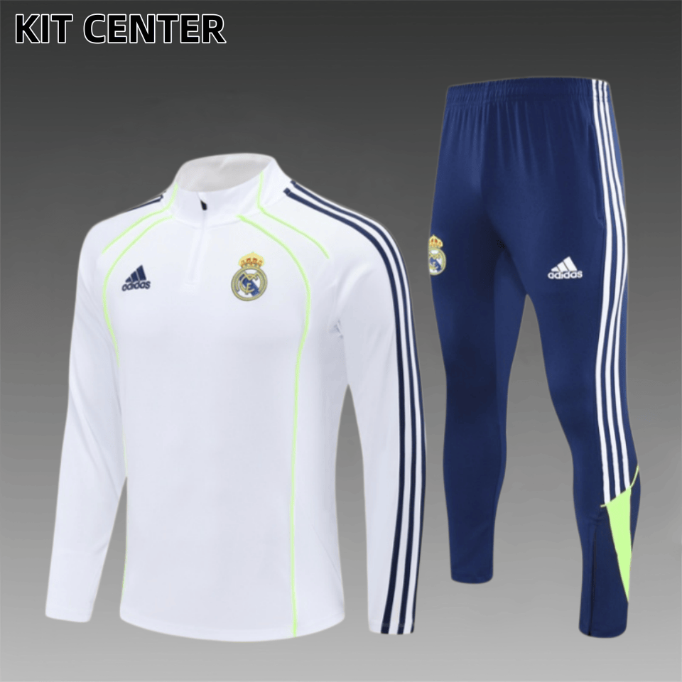 25/26 Real Madrid white Half Zip Training Kit (Adult Kids Kit)