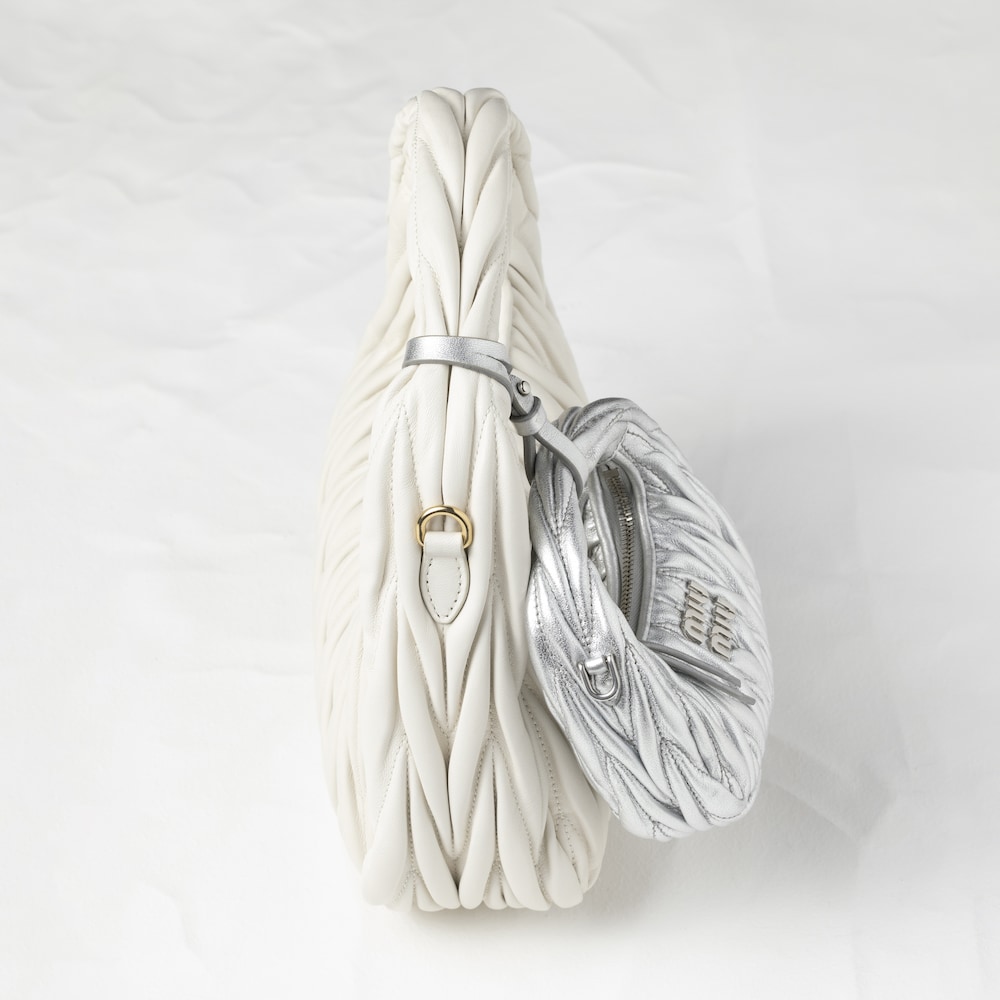 Wander matelassé nappa leather micro hobo bag