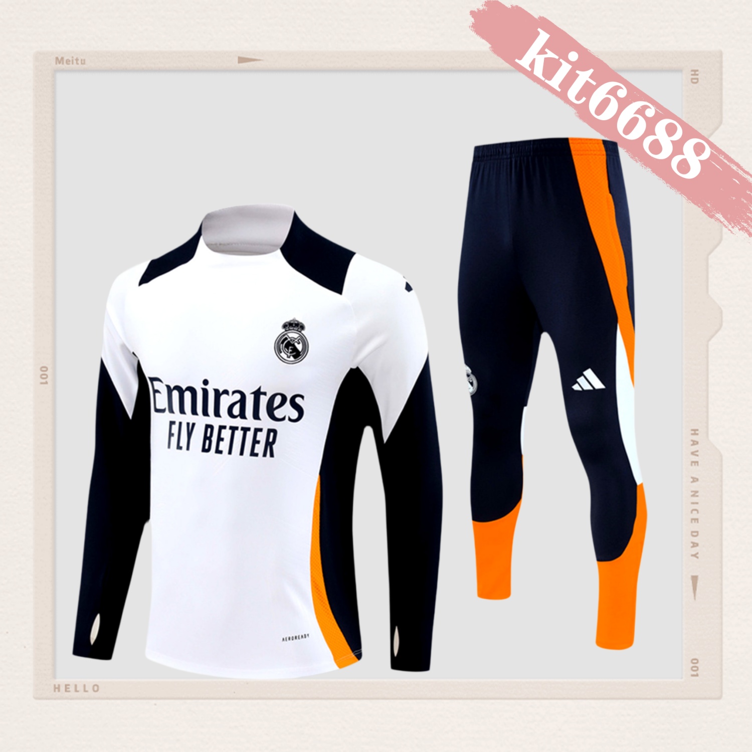 2024/2025 Real Madrid White Adult Half Zip Training Kit (Adult Kit)