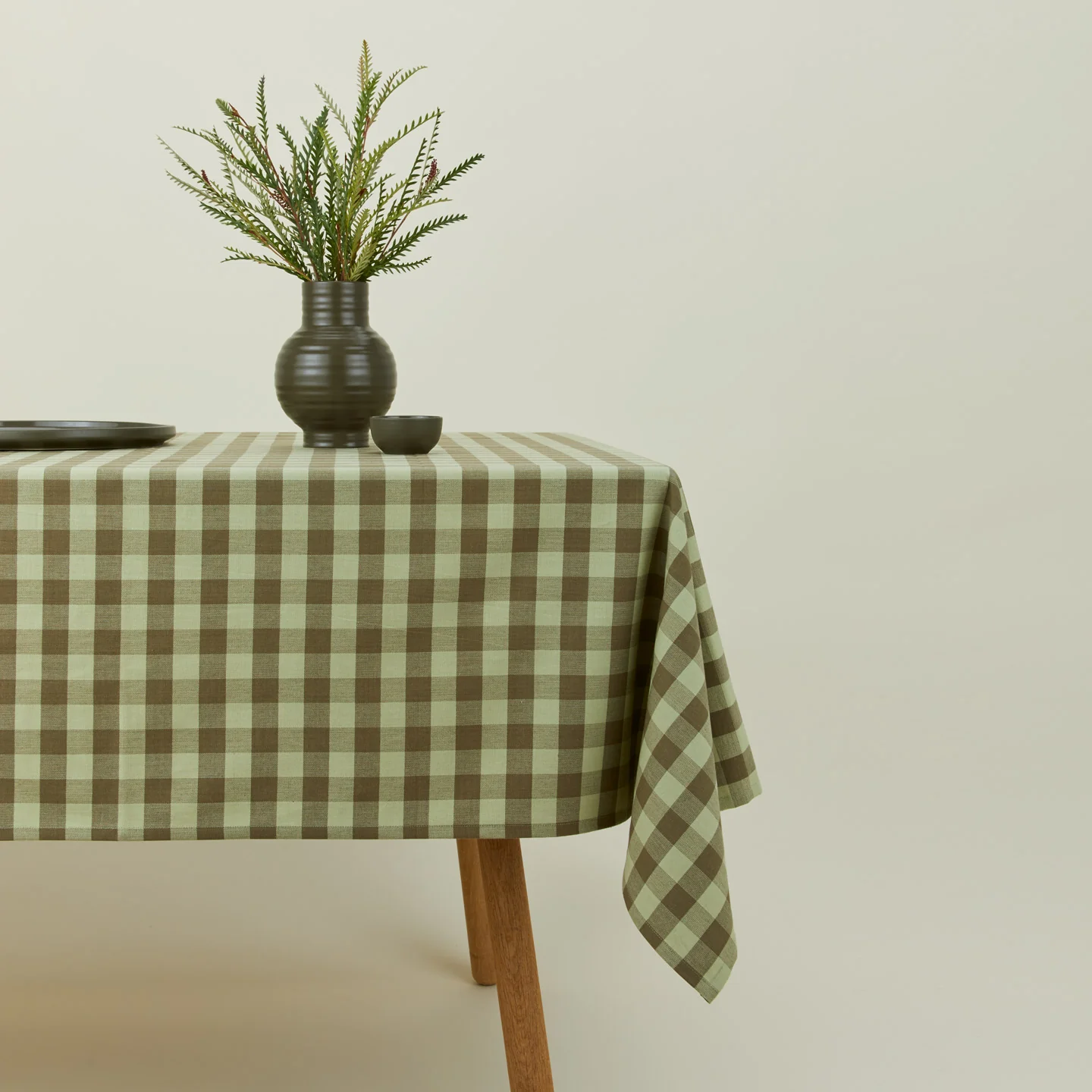 Essential Gingham Tablecloth - Sage/Olive